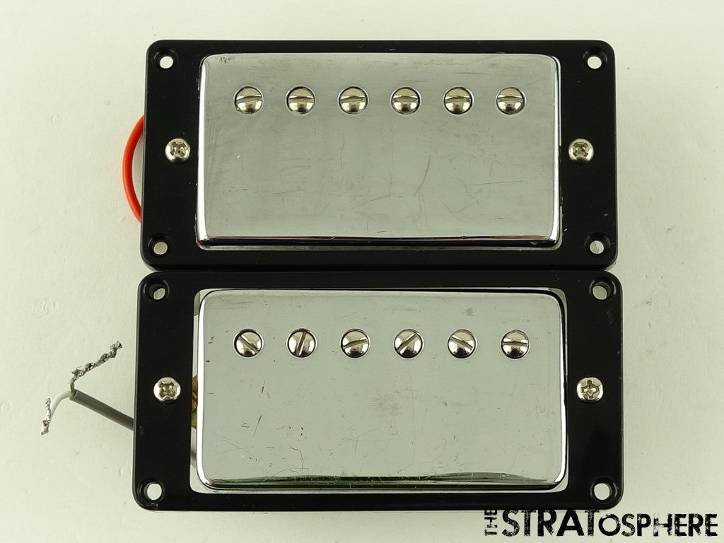 USED Epiphone Humbucker PICKUP SET w/ Rings Chrome