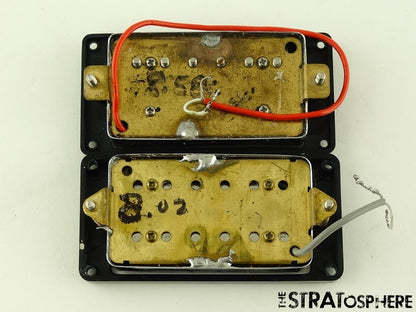 USED Epiphone Humbucker PICKUP SET w/ Rings Chrome