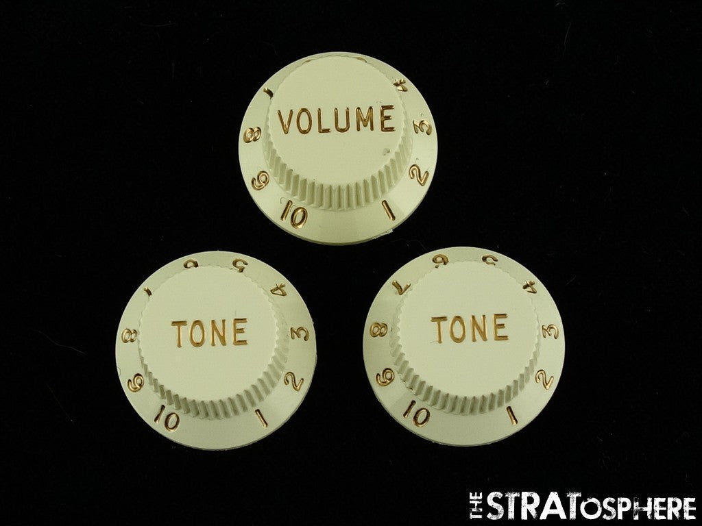 USED Fender Stratocaster Strat 3 GUITAR KNOBS 1 Volume 2 Tone