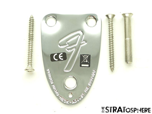 NOS Fender Vintage 70s Stratocaster, Strat NECK PLATE 1970s ''F'' Logo