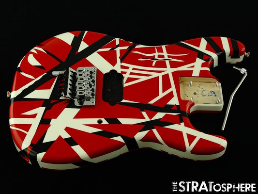 EVH Striped Series BODY w/ HARDWARE, Guitar Floyd Rose, Red Black & White