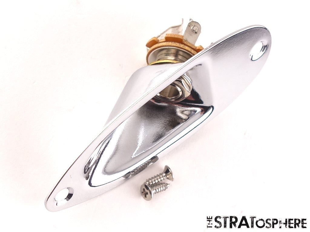 Fender Standard Stratocaster Strat OUTPUT JACK Plate, Assembly, Chrome, Genuine.