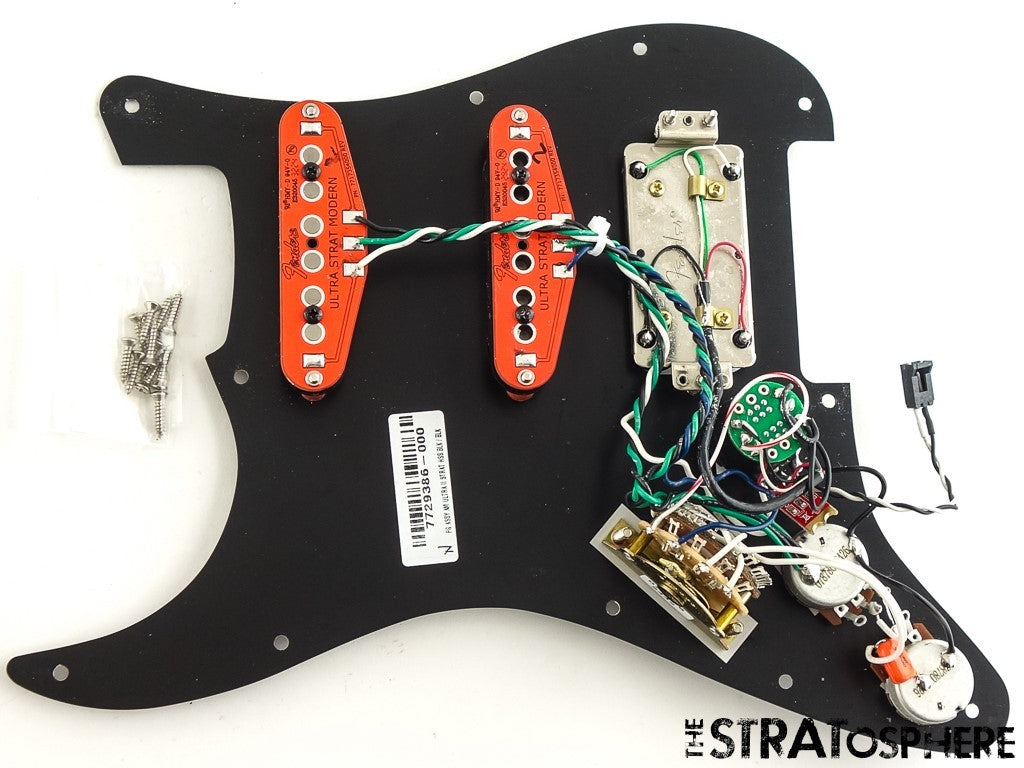 Fender American Ultra II Strat HSS LOADED PICKGUARD, S1 Black Anodized Aluminum!