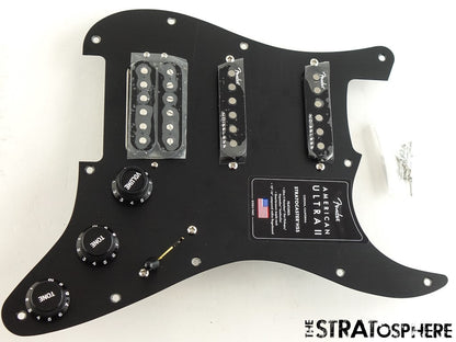 Fender American Ultra II Strat HSS LOADED PICKGUARD, S1 Black Anodized Aluminum!