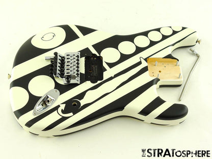 EVH Striped Circles BODY & HARDWARE Floyd Rose Route ''Crop Circles'' Black +White