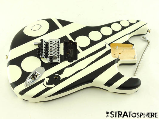EVH Striped Circles BODY & HARDWARE Floyd Rose Route ''Crop Circles'' Black +White