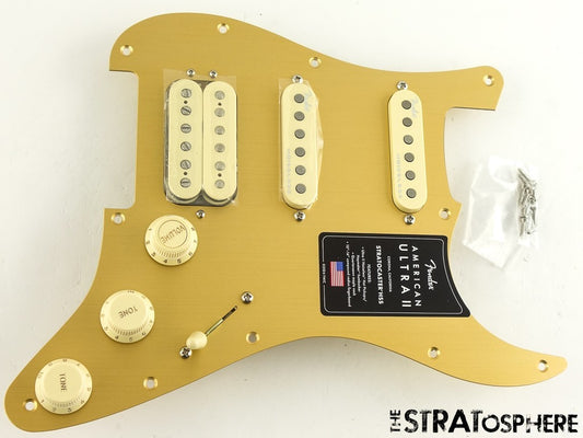 Fender American Ultra II Stratocaster HSS LOADED PICKGUARD Strat S1 Anodize Gold