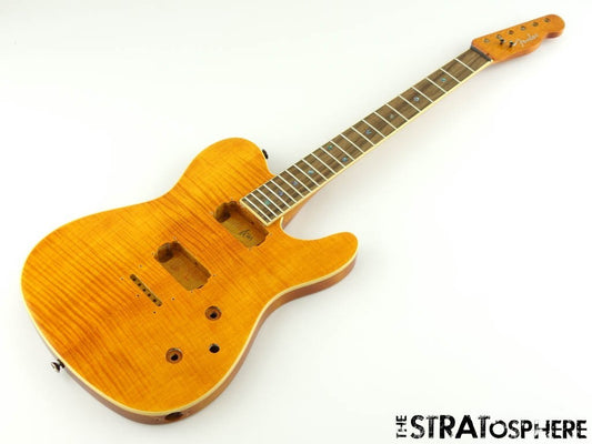 Fender Flame Maple Top Telecaster Tele BODY w/ NECK, FMT Set Neck, Amber