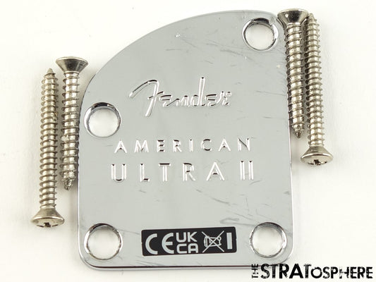 Fender American Ultra II Strat, NECK PLATE, Stratocaster, Chrome Contour, USA!