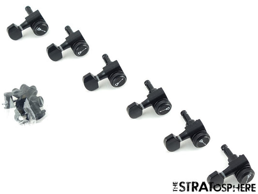 6 LEFTY Charvel SC2 So-Cal Style 2 Pro Mod LOCKING TUNERS TUNING PEGS, Blk 2 Pin