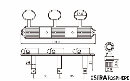 *NEW Vintage Style 3x3 ON PLATE TUNERS for Guitar Gibson Les Paul SG Chrome