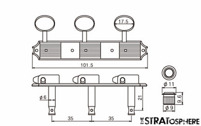 *NEW Vintage Style 3x3 ON PLATE TUNERS for Guitar Gibson Les Paul SG Chrome