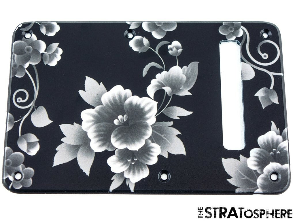 *NEW TREMOLO BACK COVER for Fender Stratocaster Strat Black Rose Print