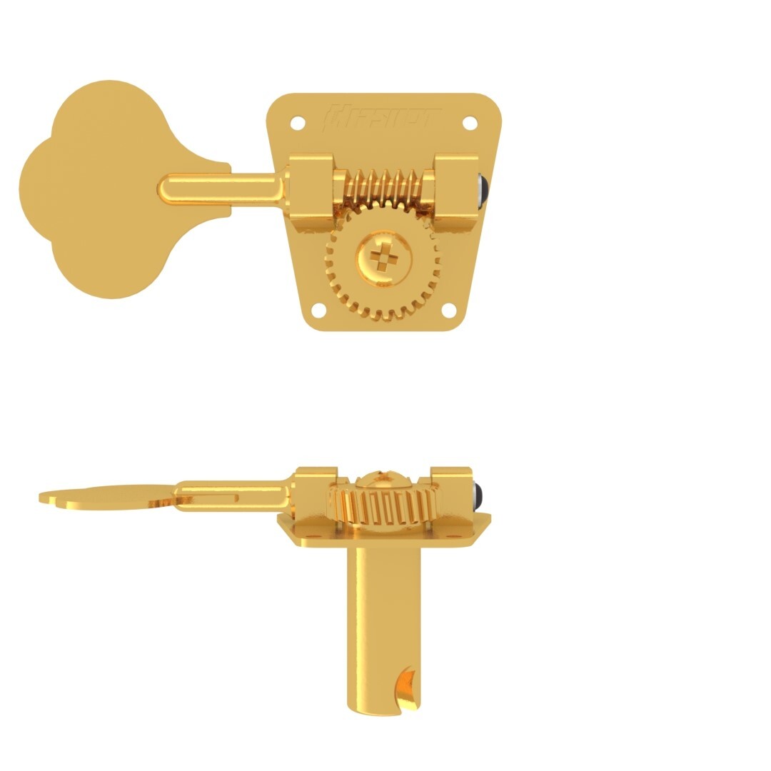 NEW Hipshot HB2 BASS TUNER - CLOVER KEY - GOLD TREBLE 20210GT