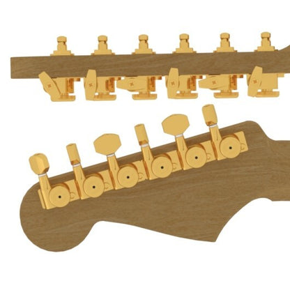 NEW Hipshot GUITAR TUNER UPGRADE KIT 6 INLINE GRIP-LOCK CLOSED GOLD 6K1EL0G