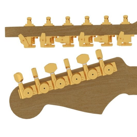 NEW Hipshot GUITAR TUNER UPGRADE KIT 6 INLINE GRIP-LOCK CLOSED GOLD 6K1EL0G