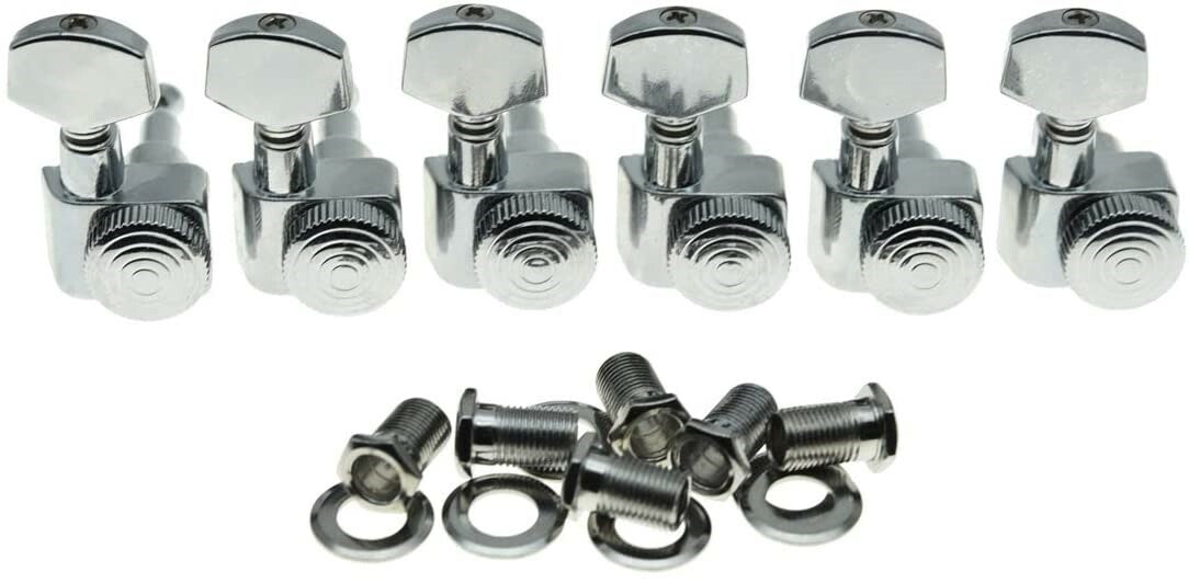 *NEW MODERN 2 Pin 6 In Line LOCKING TUNERS Tuning Pegs New Buttons! Chrome