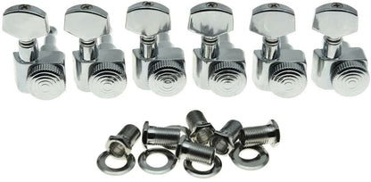*NEW MODERN 2 Pin 6 In Line LOCKING TUNERS Tuning Pegs New Buttons! Chrome