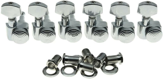 *NEW MODERN 2 Pin 6 In Line LOCKING TUNERS Tuning Pegs New Buttons! Chrome