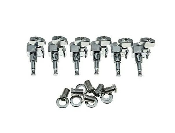 *NEW MODERN 2 Pin 6 In Line LOCKING TUNERS Tuning Pegs New Buttons! Chrome