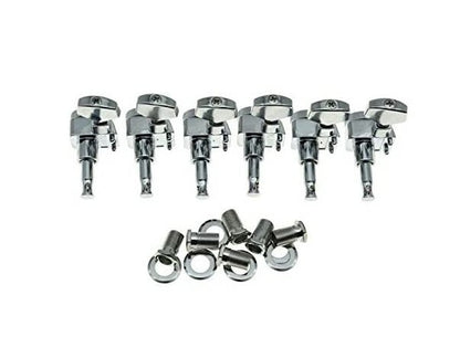 *NEW MODERN 2 Pin 6 In Line LOCKING TUNERS Tuning Pegs New Buttons! Chrome