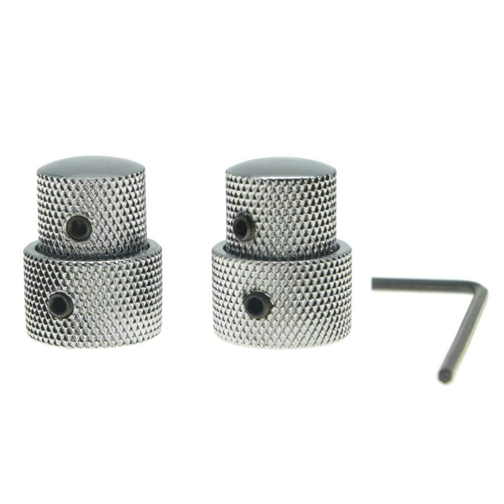 *NEW 2 CONCENTRIC CONTROL KNOBS for Guitar+ Bass Volume Tone Knurled Chrome