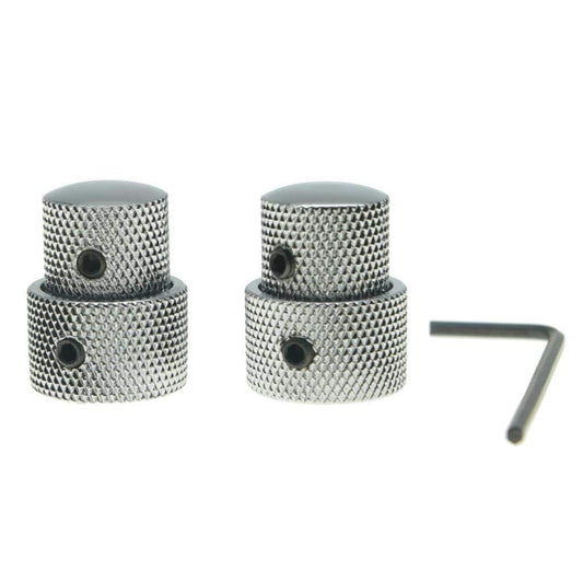 *NEW 2 CONCENTRIC CONTROL KNOBS for Guitar+ Bass Volume Tone Knurled Chrome