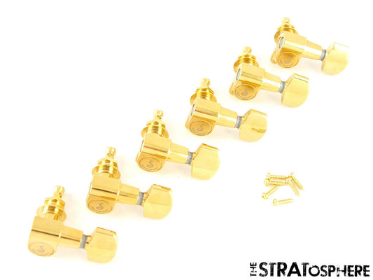NEW Schaller M6 Mini 6 In Line TUNERS TUNING PEGS for Guitar, Gold TK-0960-002