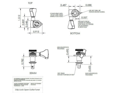NEW Hipshot Griplock LOCKING TUNERS Closed 3x3 with UMP Gold 6K2EL0G
