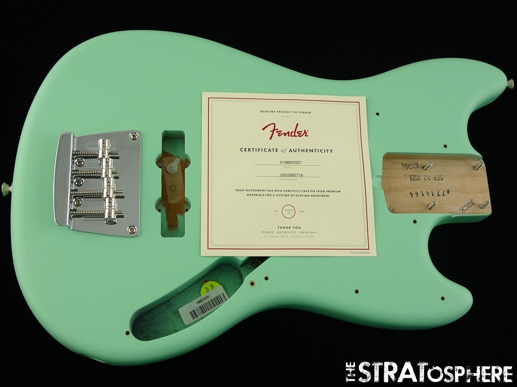 Fender American Performer Mustang Bass BODY + HARDWARE USA Satin Surf Green