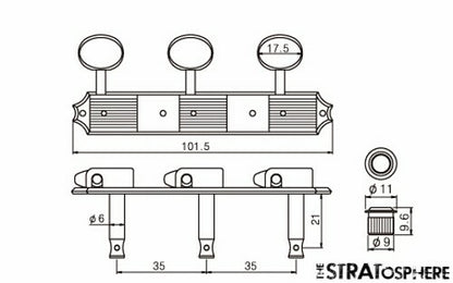 *NEW Vintage Style 3x3 ON PLATE TUNERS for Guitar Les Paul Nickel & Aged Keys
