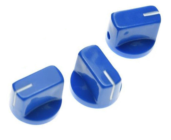 *NEW Set of 3 Amp Style Pointer KNOBS for Amps, Pedals + Guitars Blue