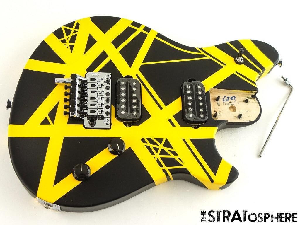 EVH Van Halen Wolfgang Special Striped LOADED BODY HH Floyd Rose Black Yellow.